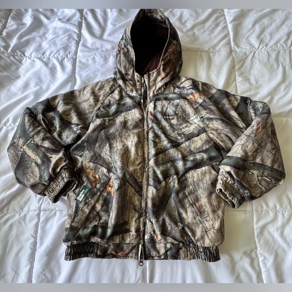 **Gamehide/Mossy Oak Break-Up Lined Camouflage Hunting Jacket Boy's Size L” - Picture 8 of 13